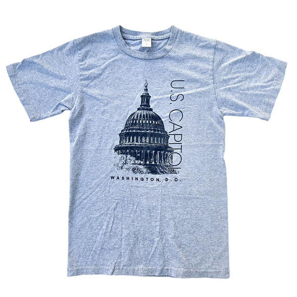 US Capitol Building Washington DC Mens Short Sleeve Gray T Shirt Size S by Tipsy - Picture 1 of 7